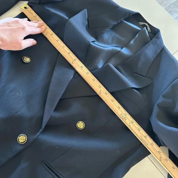 Italian Pure Virgin wool 44 Gold Button Double Breast Sport Coat academia preppy - Picture 16 of 16